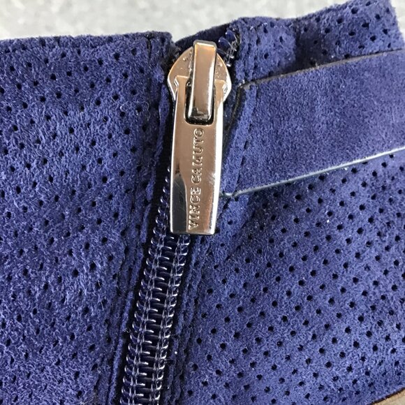 Vince Camuto Blue Suede Faux Buckle Zip Ankle Boots Booties Sz 5.5M - Picture 8 of 11